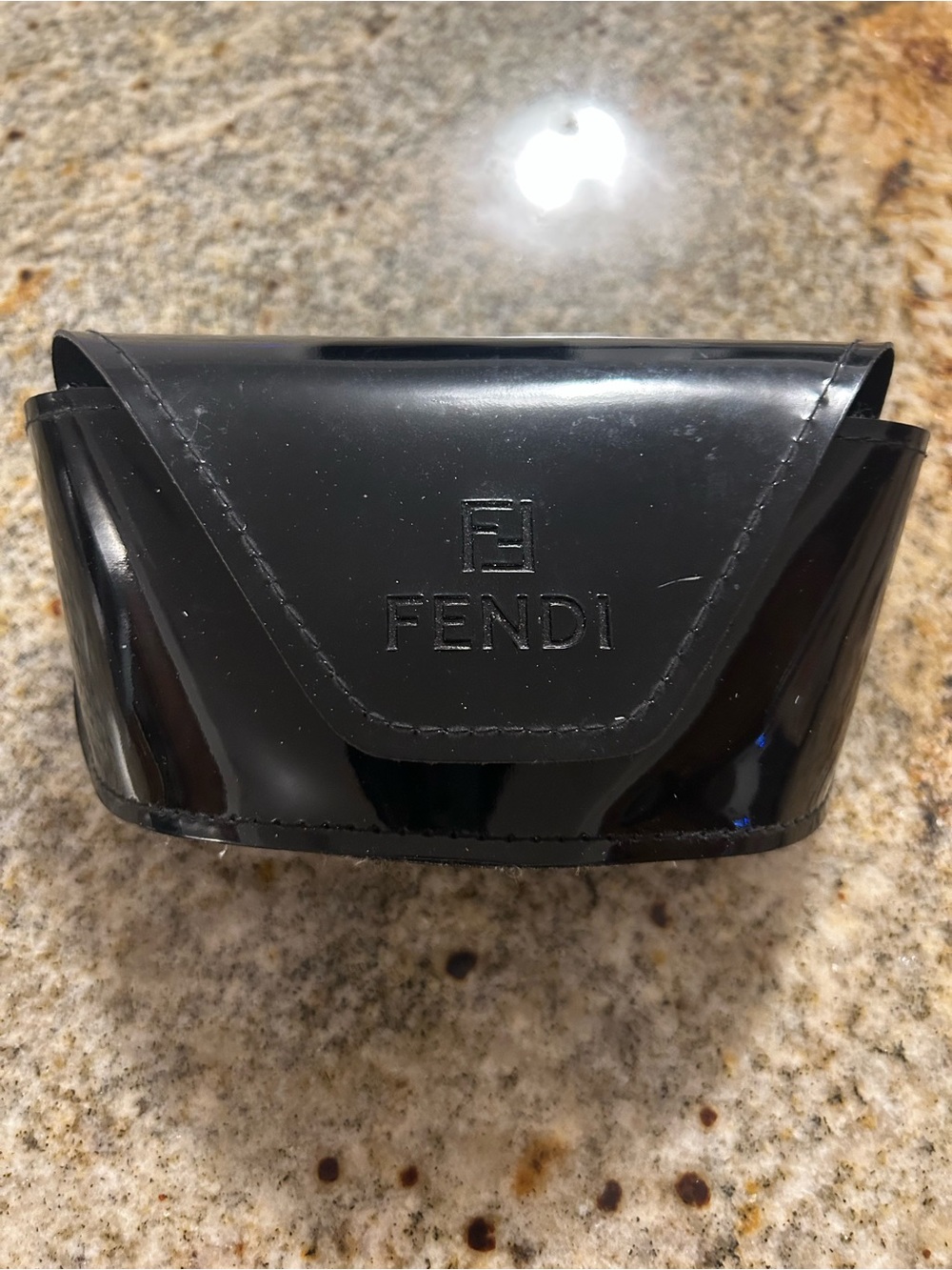 Fendi Authentic Designer Black Glossy Patent Leather Sunglasses Glasses Case